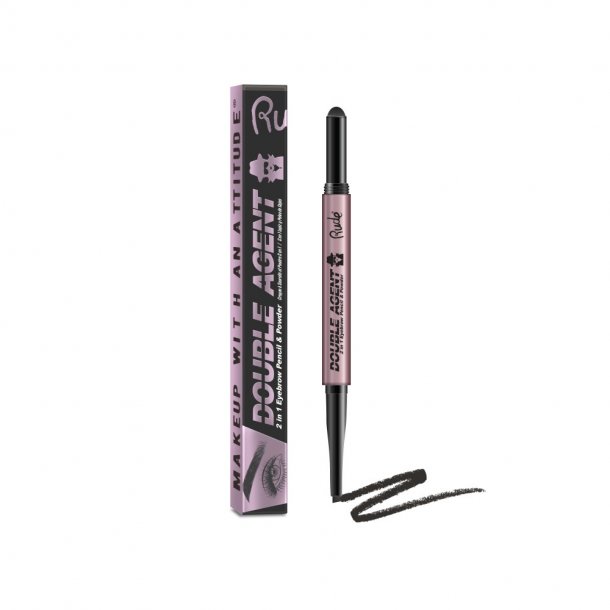 RUDE Double Agent - 2 in 1 Eyebrow Pencil &amp; Powder - Black Brown
